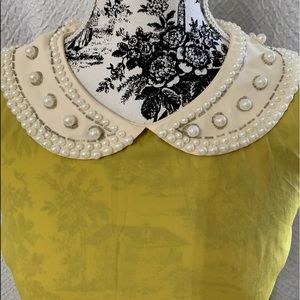 Chartreuse Peplum blouse with Beaded Collar
